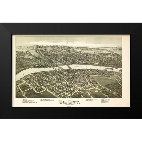 Oil City Pennsylvania - Fowler 1896 Black Modern Wood Framed Art Print by Fowler