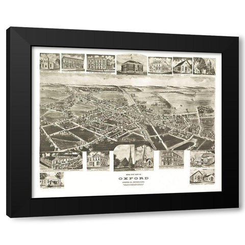 Oxford Pennsylvania - Fowler 1907 Black Modern Wood Framed Art Print by Fowler