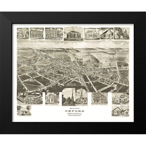Oxford Pennsylvania - Fowler 1907 Black Modern Wood Framed Art Print by Fowler