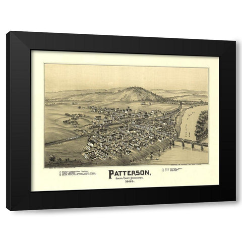 Patterson Pennsylvania - Fowler 1895 Black Modern Wood Framed Art Print with Double Matting by Fowler