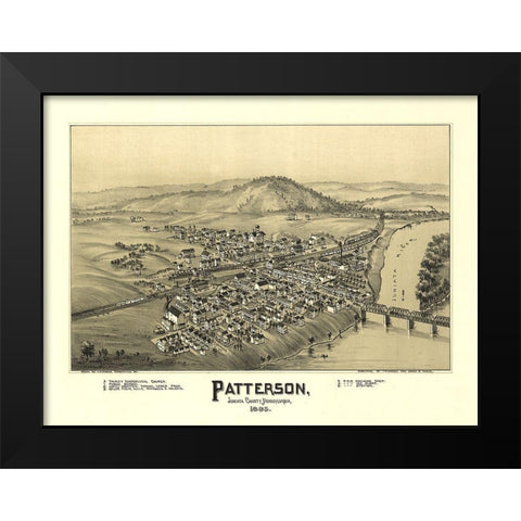 Patterson Pennsylvania - Fowler 1895 Black Modern Wood Framed Art Print by Fowler