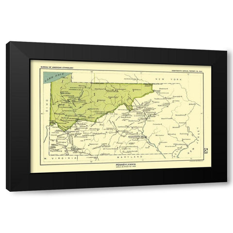 Pennsylvania - Hoen 1896 Black Modern Wood Framed Art Print with Double Matting by Hoen