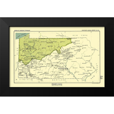 Pennsylvania - Hoen 1896 Black Modern Wood Framed Art Print by Hoen
