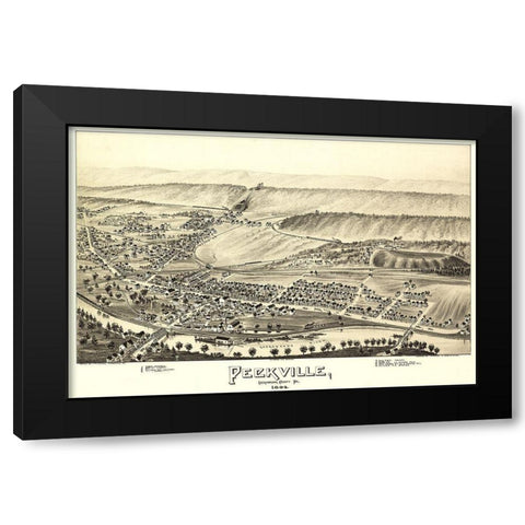 Peckville Pennsylvania - Fowler 1892 Black Modern Wood Framed Art Print with Double Matting by Fowler