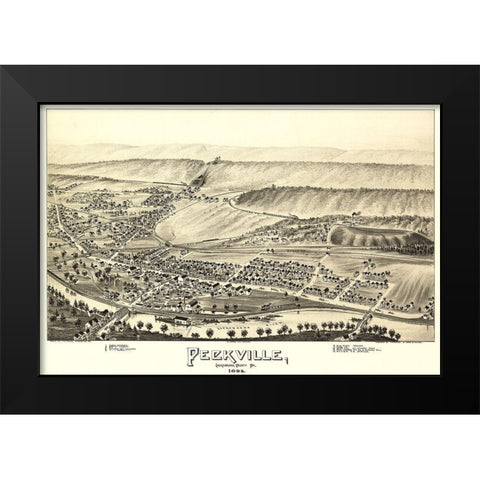 Peckville Pennsylvania - Fowler 1892 Black Modern Wood Framed Art Print by Fowler