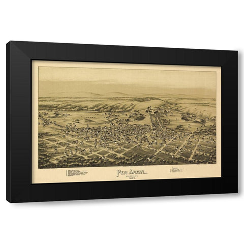 Pen Argyl Pennsylvania - Fowler 1894 Black Modern Wood Framed Art Print with Double Matting by Fowler