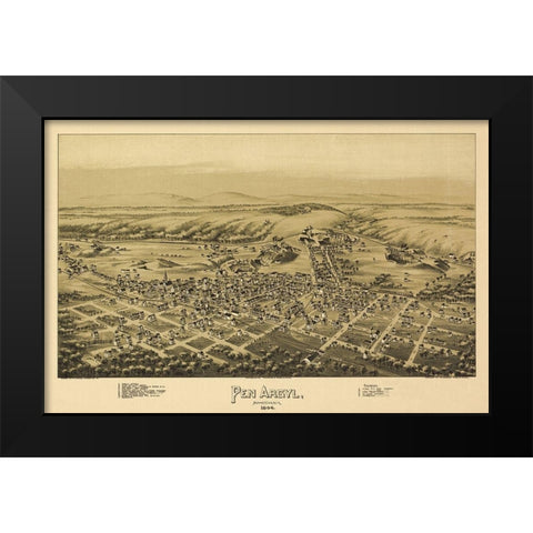 Pen Argyl Pennsylvania - Fowler 1894 Black Modern Wood Framed Art Print by Fowler