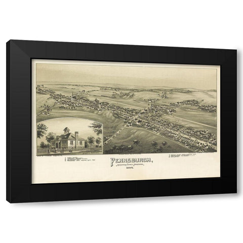 Pennsburg Pennsylvania - Fowler 1894 Black Modern Wood Framed Art Print by Fowler
