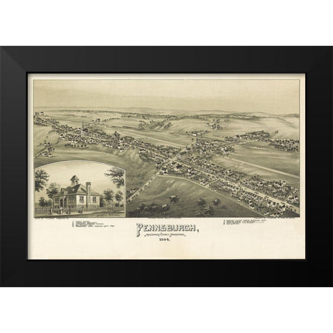 Pennsburg Pennsylvania - Fowler 1894 Black Modern Wood Framed Art Print by Fowler