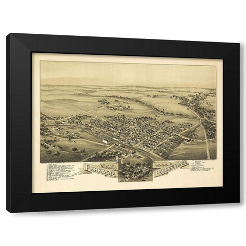Perkasie Pennsylvania - Fowler 1894 Black Modern Wood Framed Art Print with Double Matting by Fowler