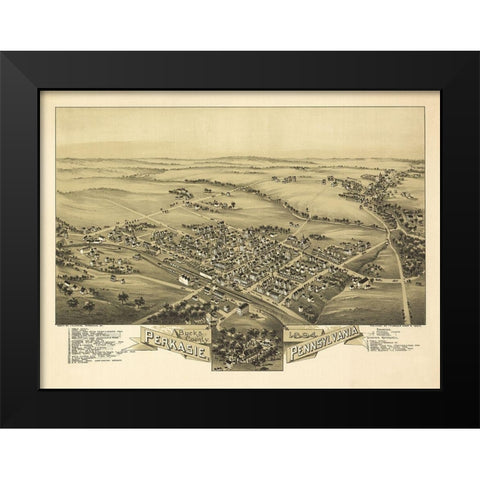 Perkasie Pennsylvania - Fowler 1894 Black Modern Wood Framed Art Print by Fowler