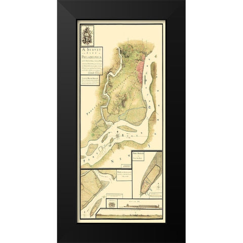 Philadelphia Pennsylvania Survey - Howe 1777 Black Modern Wood Framed Art Print by Howe