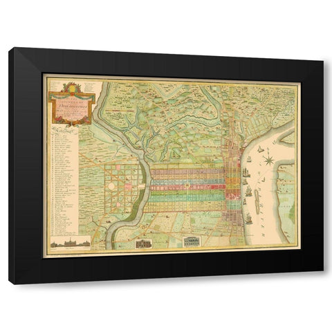 Philadelphia Pennsylvania Landowner - Varle 1802 Black Modern Wood Framed Art Print with Double Matting by Varle