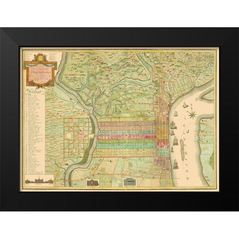 Philadelphia Pennsylvania Landowner - Varle 1802 Black Modern Wood Framed Art Print by Varle