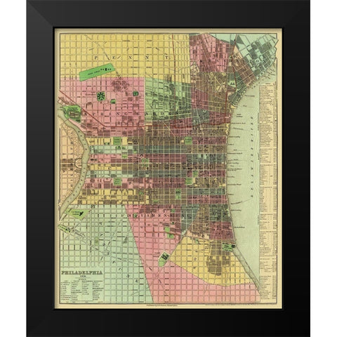 Philadelphia Pennsylvania - Tanner 1836 Black Modern Wood Framed Art Print by Tanner