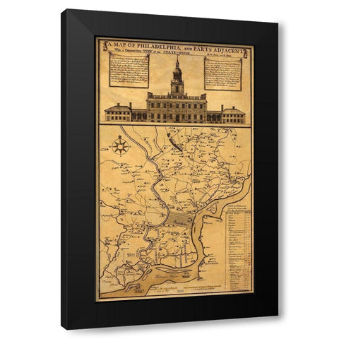 Philadelphia Pennsylvania Landowner - 1852 Black Modern Wood Framed Art Print with Double Matting by Skull