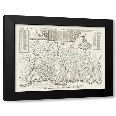 Philadelphia Pennsylvania - Holme 1687 Black Modern Wood Framed Art Print with Double Matting by Holme