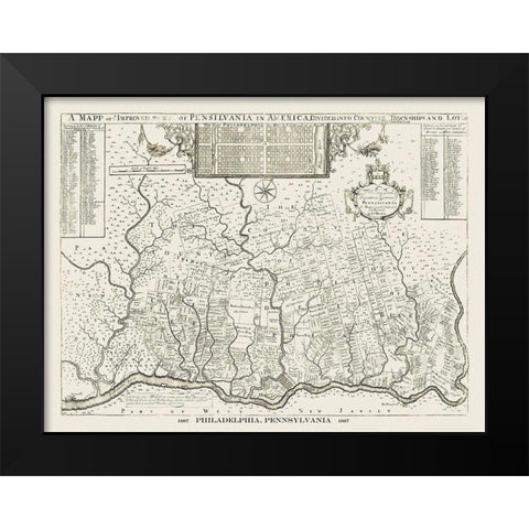 Philadelphia Pennsylvania - Holme 1687 Black Modern Wood Framed Art Print by Holme