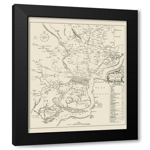 Philadelphia Pennsylvania Landowner - Scull 1753 Black Modern Wood Framed Art Print with Double Matting by Scull