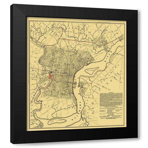 Philadelphia Railroad Plan 2 - Hoxsie 1858 Black Modern Wood Framed Art Print with Double Matting by Hoxsie