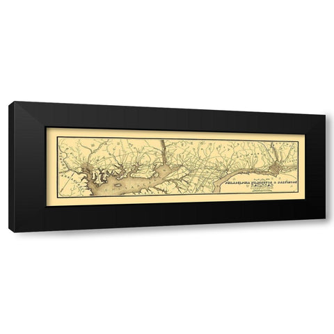 Philadelphia, Wilmington, Baltimore Railroad 1850 Black Modern Wood Framed Art Print with Double Matting by Larkin