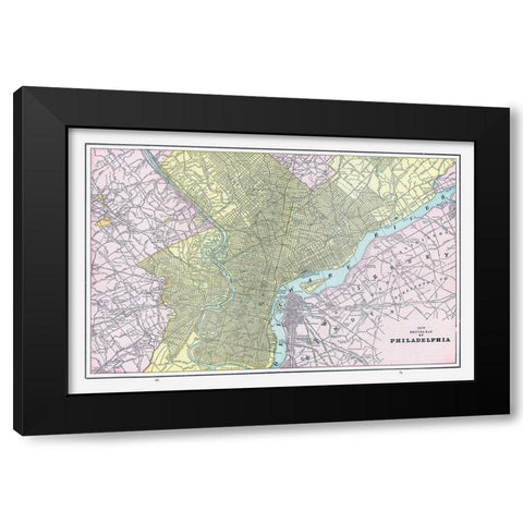 Philadelphia Pennsylvania - Cram 1892 Black Modern Wood Framed Art Print with Double Matting by Cram