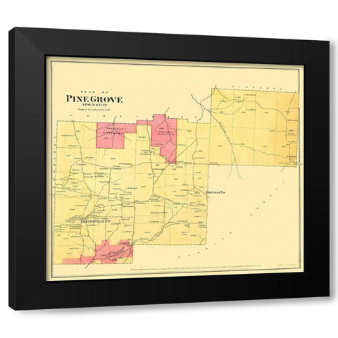 Pine Grove Pennsylvania Landowner - Beers 1865 Black Modern Wood Framed Art Print by Beers