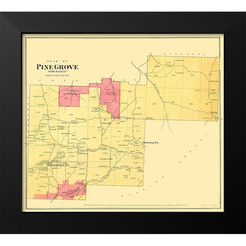 Pine Grove Pennsylvania Landowner - Beers 1865 Black Modern Wood Framed Art Print by Beers