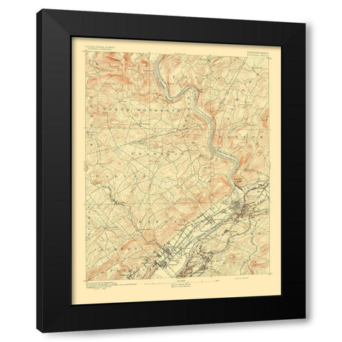 Pittston Pennsylvania Sheet - USGS 1893 Black Modern Wood Framed Art Print with Double Matting by USGS