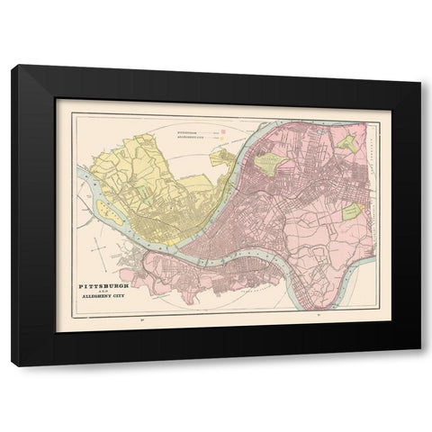 Pittsburgh, Allegheny Pennsylvania - Cram 1892 Black Modern Wood Framed Art Print by Cram