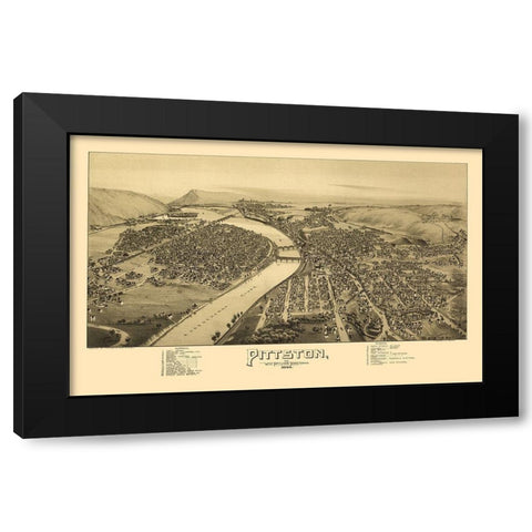 Pittston Pennsylvania - Moyer 1892 Black Modern Wood Framed Art Print by Moyer
