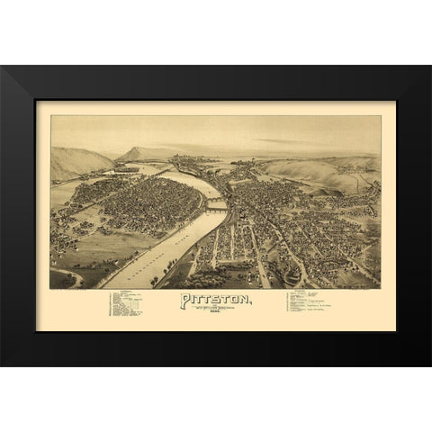 Pittston Pennsylvania - Moyer 1892 Black Modern Wood Framed Art Print by Moyer