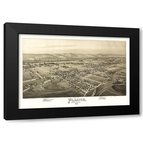 Plains Pennsylvania - Fowler 1892 Black Modern Wood Framed Art Print with Double Matting by Fowler