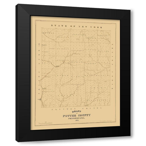 Potter County Pennsylvania - 1856 Black Modern Wood Framed Art Print with Double Matting by Unknown