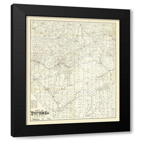 Potter County Pennsylvania - Beers 1893 Black Modern Wood Framed Art Print by Beers