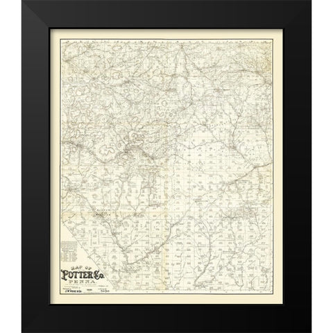 Potter County Pennsylvania - Beers 1893 Black Modern Wood Framed Art Print by Beers