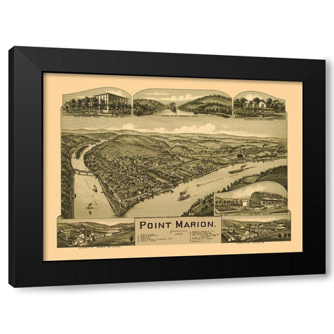 Point Marion Pennsylvania - Fowler 1902 Black Modern Wood Framed Art Print with Double Matting by Fowler
