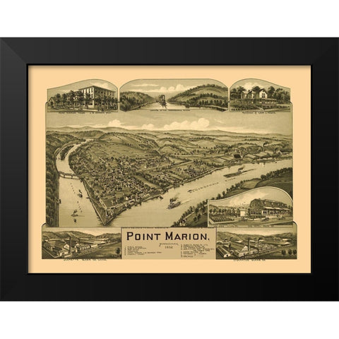 Point Marion Pennsylvania - Fowler 1902 Black Modern Wood Framed Art Print by Fowler