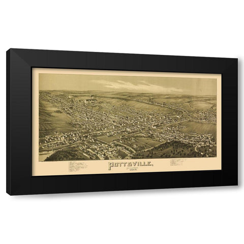 Pottsville Pennsylvania - Fowler 1889 Black Modern Wood Framed Art Print with Double Matting by Fowler