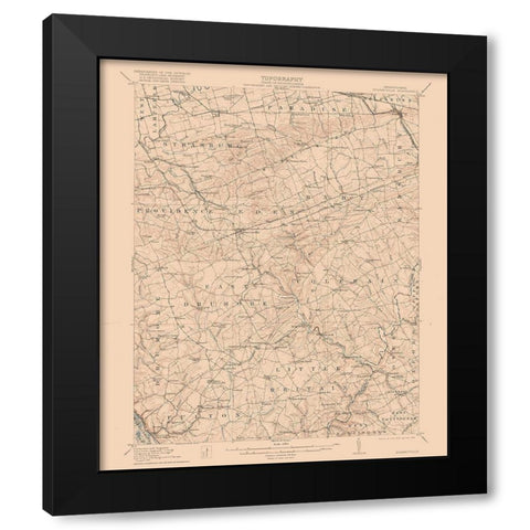 Quarryville Pennsylvania Quad - USGS 1912 Black Modern Wood Framed Art Print with Double Matting by USGS