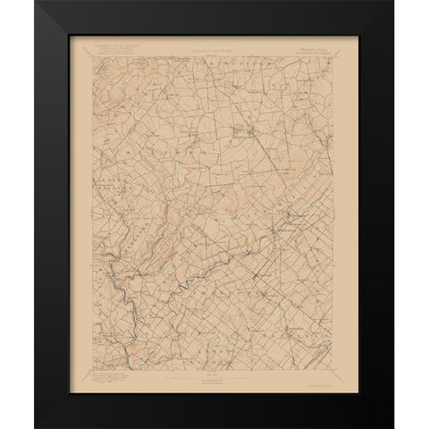 Pennsylvania Quakertown Sheet - USGS 1888 Black Modern Wood Framed Art Print by USGS