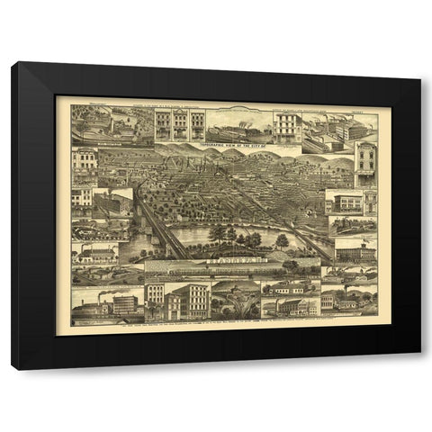 Reading Pennsylvania -1881 Black Modern Wood Framed Art Print with Double Matting by Unknown