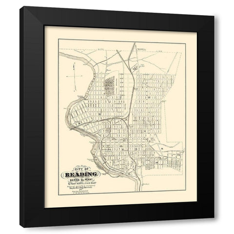 Reading Pennsylvania - Boyd 1877 Black Modern Wood Framed Art Print by Boyd