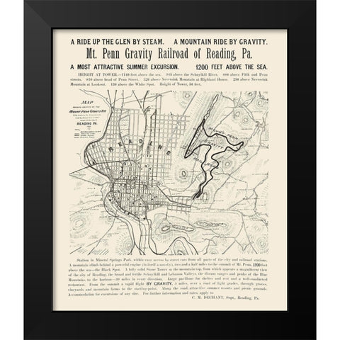 Reading Pennsylvania -1890 Black Modern Wood Framed Art Print by Unknown