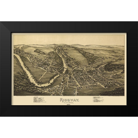 Ridgway Pennsylvania - Fowler 1895 Black Modern Wood Framed Art Print by Fowler