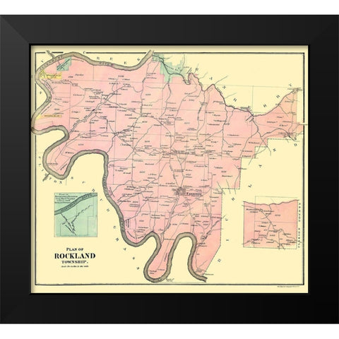 Rockland Pennsylvania Landowner - Mayer 1865 Black Modern Wood Framed Art Print by Mayer