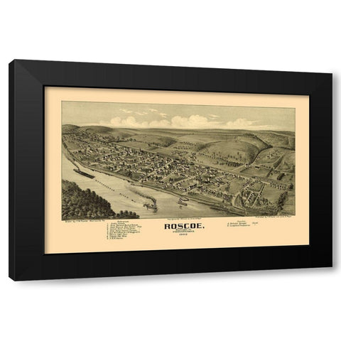 Roscoe Pennsylvania - Fowler 1902 Black Modern Wood Framed Art Print by Fowler