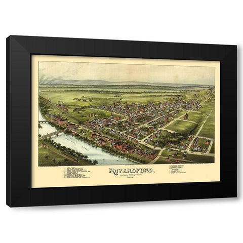 Royersford Pennsylvania - Fowler 1893 Black Modern Wood Framed Art Print with Double Matting by Fowler