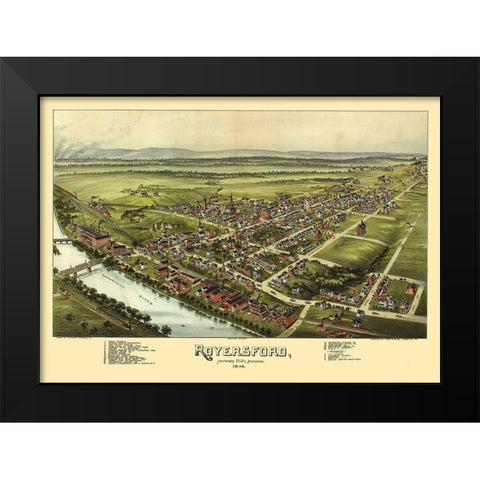 Royersford Pennsylvania - Fowler 1893 Black Modern Wood Framed Art Print by Fowler