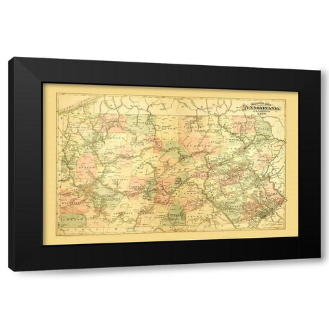 Pennsylvania Railways - Caldwell 1877 Black Modern Wood Framed Art Print with Double Matting by Caldwell